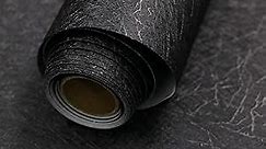 Abyssaly 15.7" X 118" Black Silk Wallpaper Embossed Self Adhesive Peel and Stick Wallpaper Removable Kitchen Wallpaper Vinyl Black Wallpaper Cabinet Furniture Countertop Paper Textured Wallpaper