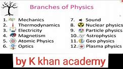 what isphysics?/ and it's branches by K khan academy