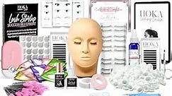 Lash Eyelash Extension Kit: Professional Mannequin Head Training For Beginners Eyelashes Extensions Practice Cosmetology Esthetician Supplies Tweezers Glue Tools (With Fan)