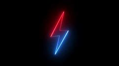 Neon Battery charging power symbol, lightning bolt sign in the circle.