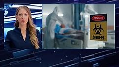 Split Screen Montage TV News Live Report Anchor Talks. Covid-19 Crisis: Hospital Emergency, Doctors and Patients, Vaccination, Production, Health Care. Television Program Channel Playback. Luma Matte