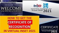 How to get your Certificate of Recognition in Virtual Inset 2021
