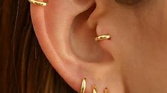 925 Sterling Silver Small Gold Hoop Earrings for Women Men,18K Gold Plated Hinge Huggie Hoop Earrings fit Cartilage, Helix, Tragus, Sung, Earlobe Lightweight Hypoallergenic Earrings (1 Pair - 7mm)