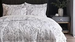 HYPREST Bed in A Bag King Size Complete Set, 7 Pcs Black and White King Size Comforter Set with Sheets,Luxury Bedding Sets with Botanical Floral Printed Soft Cooling Lightweight