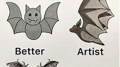 Learn To Draw a BAT - Basic vs Artist #drawingtutorial #learntodraw #drawing #shorts
