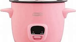 DASH Mini Rice Cooker Steamer with Removable Nonstick Pot, Keep Warm Function & Recipe Guide, Half Quart, for Soups, Stews, Grains & Oatmeal - Pink