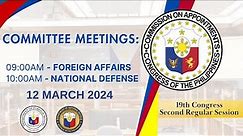 CA COMMITTEE MEETINGS ON DFA, DND, CAUCUS, AND PLENARY SESSION (03/12/24)