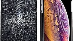 Luxury Case for iPhone X Hand Made from Genuine Stingray Fish Skin Bumper Case for iPhone X (Stingray Edition - Gentlemen Black)