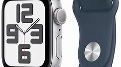 Apple Watch SE GPS 40mm Silver Aluminum Case with M/L Storm Blue Sport Band (2023) - MRE23LL/A