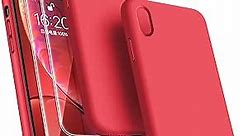 Dssairo [3 in 1 for iPhone Xr Case, with 2 Pack Screen Protector, Liquid Silicone Slim Shockproof Protective Phone Case 6.1 inch [Microfiber Lining] (Red)…