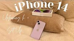 Purple iPhone 14 UNBOXING (128GB) + Set up