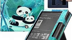UMUBUHOMS Kindle Oasis Case with Double Hand-held & Stand for 7 Inch Kindle Oasis (10th Generation,2019 and 9th Generation,2017) Auto Sleep & Wake/Magnetic Closure (Cute Panda)