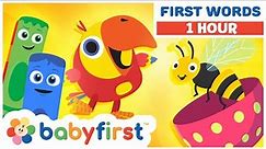 Toddler Learning Video with Color Crew & Larry | 1 Hour Video | First Words for Kids | BabyFirst TV