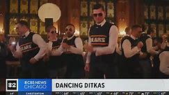 Bears fan and groomsmen dance as Mike Ditka for bachelor party