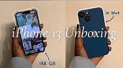 iPhone 13 unboxing (blue, 128 gb) + set up and accessories ✨🌊 2021 | Lauryn Amini