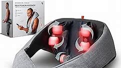 Sharper Image Realtouch Shiatsu Massager, Warming Heat Soothes Sore Muscles, Wireless & Rechargeable - Best Massager for Neck Back Shoulders Feet Legs, Kneading Massage Pillow, Pain Relief Gift