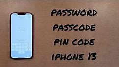how to turn on password /PIN iPhone 13