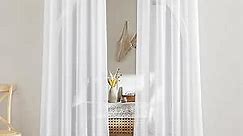 NICETOWN White Sheer Curtains 84 inches Long - Home Decoration Grommet Airy & Lightweight Elegant Window Treatments with Light Filtering for Bedroom/Living Room (2 Panels, W54 x L84)