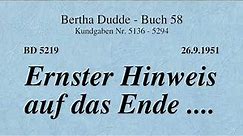 BD 5219 - ERNSTER HINWEIS AUF DAS ENDE ....