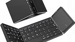 HAMOPY Foldable Keyboard, Tri-Folding Wireless Portable Bluetooth Keyboard with Sensitive Touchpad Mouse (Sync Up to 3 Devices), Pocket-Sized Rechargeable Travel Keyboard for Windows Mac Android iOS