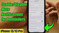 iPhone 13/13 Pro: How to Enable/Disable Mute Notifications for Reminders