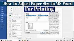 How To Adjust Paper Size For Printing in MS Word | Microsoft Word