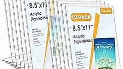 MaxGear Acrylic Sign Holder 8.5 X 11 inches Slant Back Sign Holder Clear Sign Display Holder Plastic Display Stands Table Sign Display Holder for Office, Home, Store, Restaurant - Vertical, 12 Pack