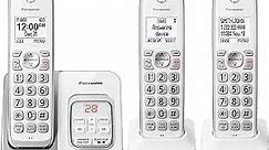 Panasonic Expandable Cordless Phone System with Answering Machine and Call Block - 3 Cordless Handsets - KX-TGD633W (White/Silver)
