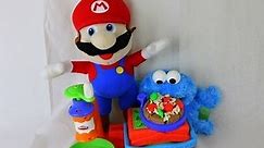 Cookie Monster Eats Play Doh Pizza Made By Mario Brothers Mario Twirl 'n Top Pizza Shop