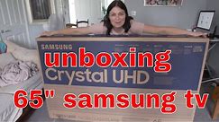 UNBOXING SAMSUNG SMART TV 65" INCH CRYSTAL UHD, AND TABLE FOR THE TV