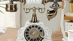 Retro Rotary Phone, Landline Phones for Home, Vintage Telephone Retro Phone Old Fashion Telephone Vintage Rotary Dial Phone, Home Office Cafe Bar Decor Telephone(US Stock)