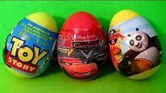3 Surprise Eggs Disney Cars, Toy Story TOYS Kung Fu Panda Unboxing Review