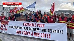 VIDÉO. " La précarité est grandissante" : une quarantaine de manifestants contre l'austérité devant la gare de Lamballe