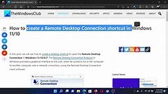 How to create a Remote Desktop Connection shortcut in Windows 11/10