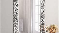 MUAUSU Rectangle Crystal Decorative Wall Mirror 35.4'' x23.6'' Mosaic Art Silver Wall Mirror for Wall Decor Bathroom Living Room Bedroom