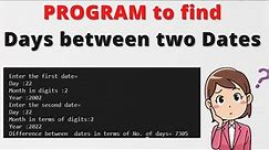 C Program to find days between two dates