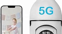 5G Light Bulb Security Camera,1080P Lightbulb Camera Outdoor/Indoor,Screw in Security Camera for Light Socket,Porch Light with WiFi Camera,Compatible with Alexa,Full Color Night Vision