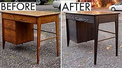 Ebonizing A Desk With Vinegar And Steel Wool | Furniture Restoration | Refinishing