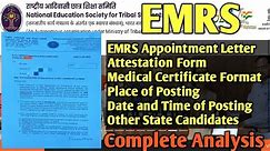 EMRS Final Appointment Letters । Place of Posting Out 🔥Attestation Form/ Medical Certificate Format