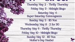 May specials ! Bingo Casino Logo Cup day will be Sunday May 12th and Monday the 27th | Bingo Casino