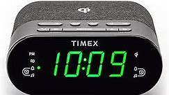 Timex Wireless Charging Alarm Clock Radio with USB Charging Port, Dual Digital Alarms, 10 FM Presets, Dimmable with Sleep Timer and Battery Backup (Model TW500)