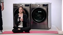 LG 5.2 cu. Ft Stackable SMART Front Load Washer in Black Steel with Steam & Turbowash Technology WM8900HBA