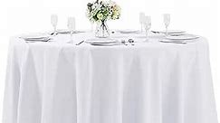 120 inch Round Tablecloth Washable Polyester Table Cloth Decorative Table Cover for Wedding Party Dining Banquet (120 inch,White)