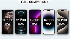 iPhone 11 Pro Max Vs 12 Pro Max Vs 13 Pro Max Vs 14 Pro Max Vs 15 Pro Max Specs Review in 2023