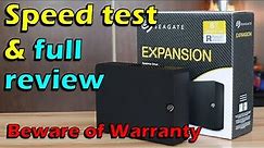 Seagate Expansion external HDD speed test, noise test & VERY important warranty information