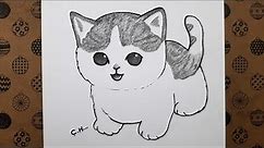 Kolay Sevimli Kedi Resmi Adım Adım Nasıl Çizilir, Çizim Hobimiz Karakalem Kolay Çizim Fikirleri