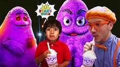 Ryan's World and Blippi Fun World Try Grimace Shake Challenge in Real Life! Tag with Ryan Update