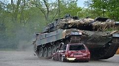 Leopard 2A6 destroyed a car HD