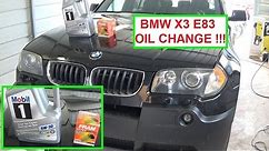 BMW X3 E83 Oil Change How to change the oil on a BMW X3 2.5 3.0 Engine