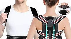 Desamvap Back Brace Posture Corrector for Women and Men Adjustable Upper Lower Back Braces Straightener for Lumbar and Full Back Support - Improves Shoulder Posture and Pain Relief (M 32-37 Inch)